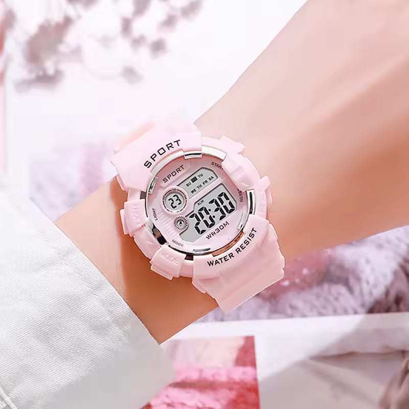 Piaoma Sports Digital Wrist Watch For Kids Pink