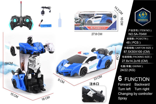 remote-controlled transforming police car toy