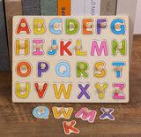 Wooden alphabet peg puzzle board