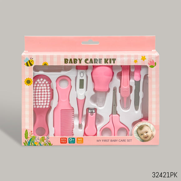 My First Babycare Grooming Kit Set with Thermometer 0+ 10pcs - Pink
