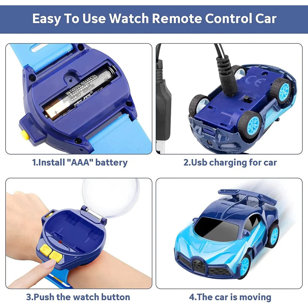 Mini Remote Control Car Watch Toys 2.4 GHz Wrist Racing Car Watch For Kids