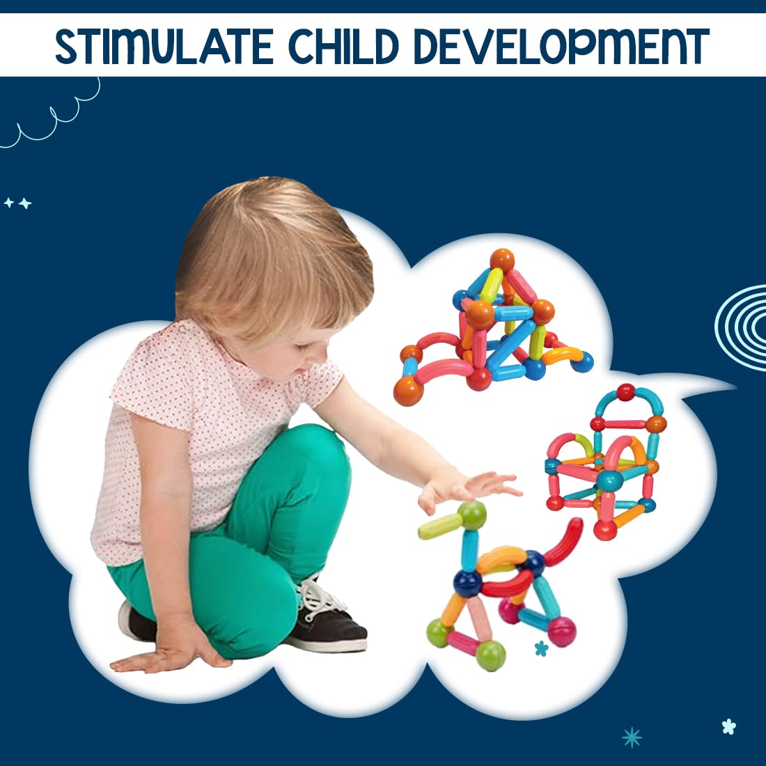 Magnetic Sticks & Balls Building Blocks Magnet Toy | 3D STEM Educational Construction Toy for Brain Development