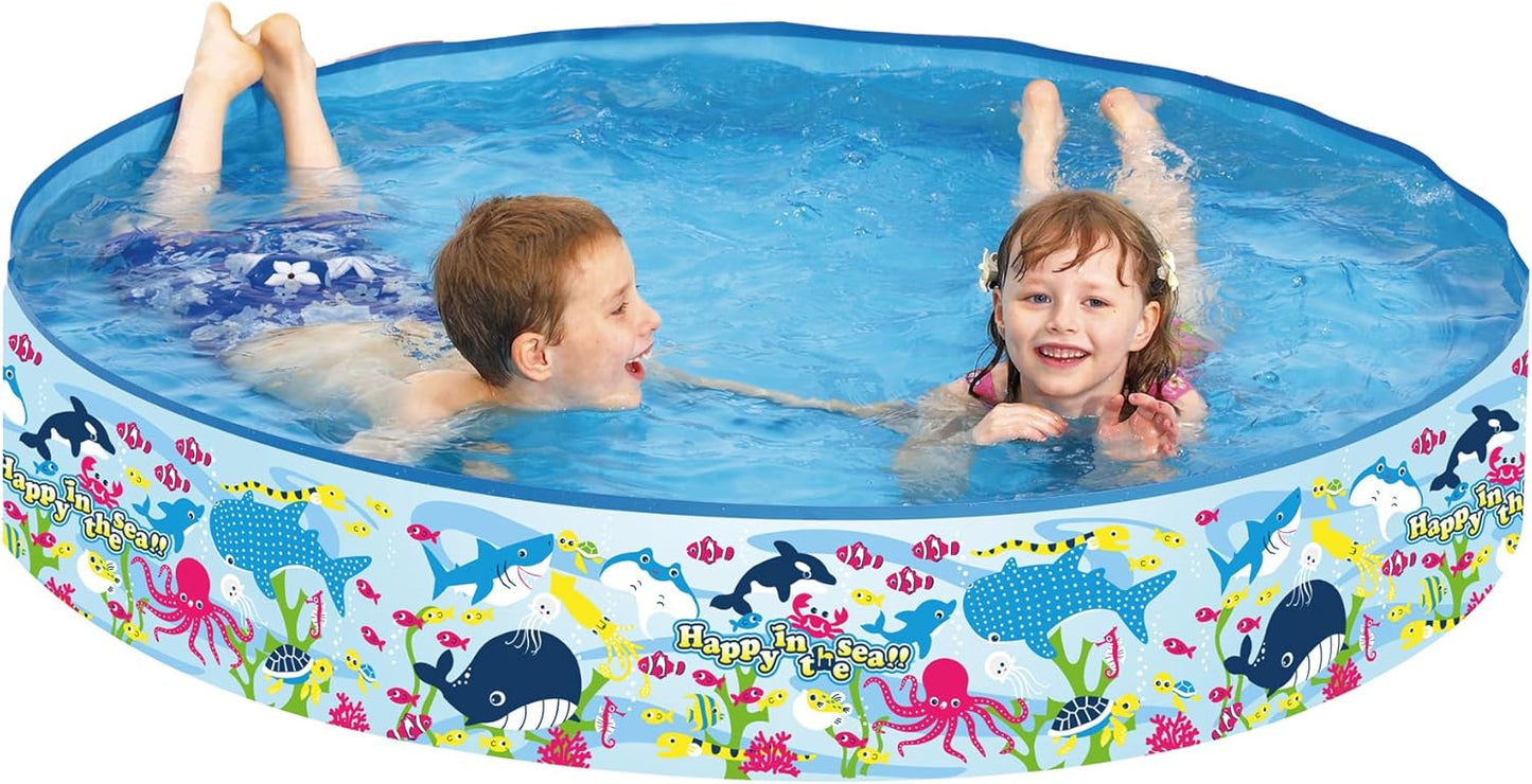 6 Ft Kids Paddling Pool - Easy Setup Pool With Rigid Sides (No Inflating)