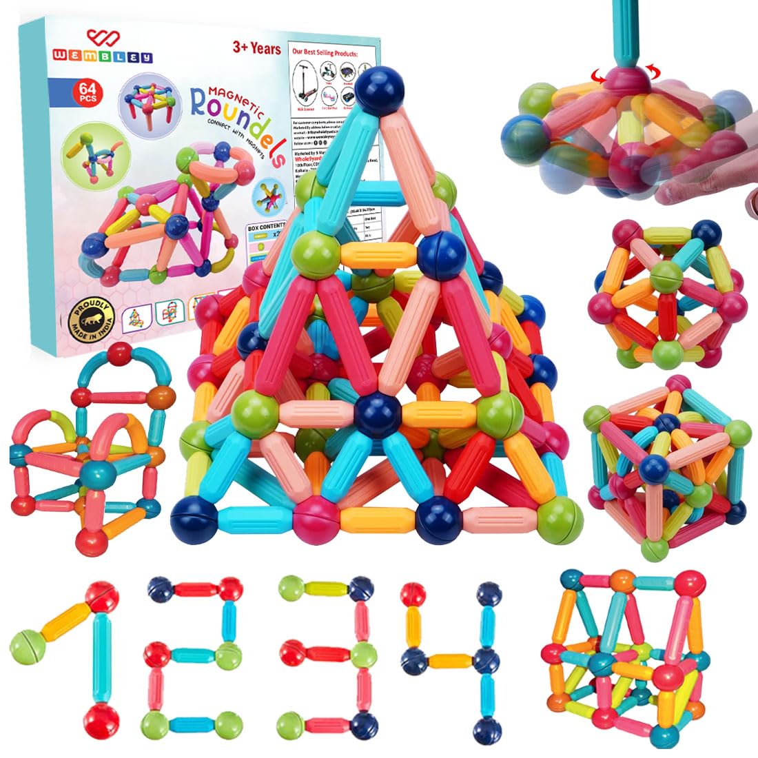 Magnetic Sticks & Balls Building Blocks Magnet Toy | 3D STEM Educational Construction Toy for Brain Development