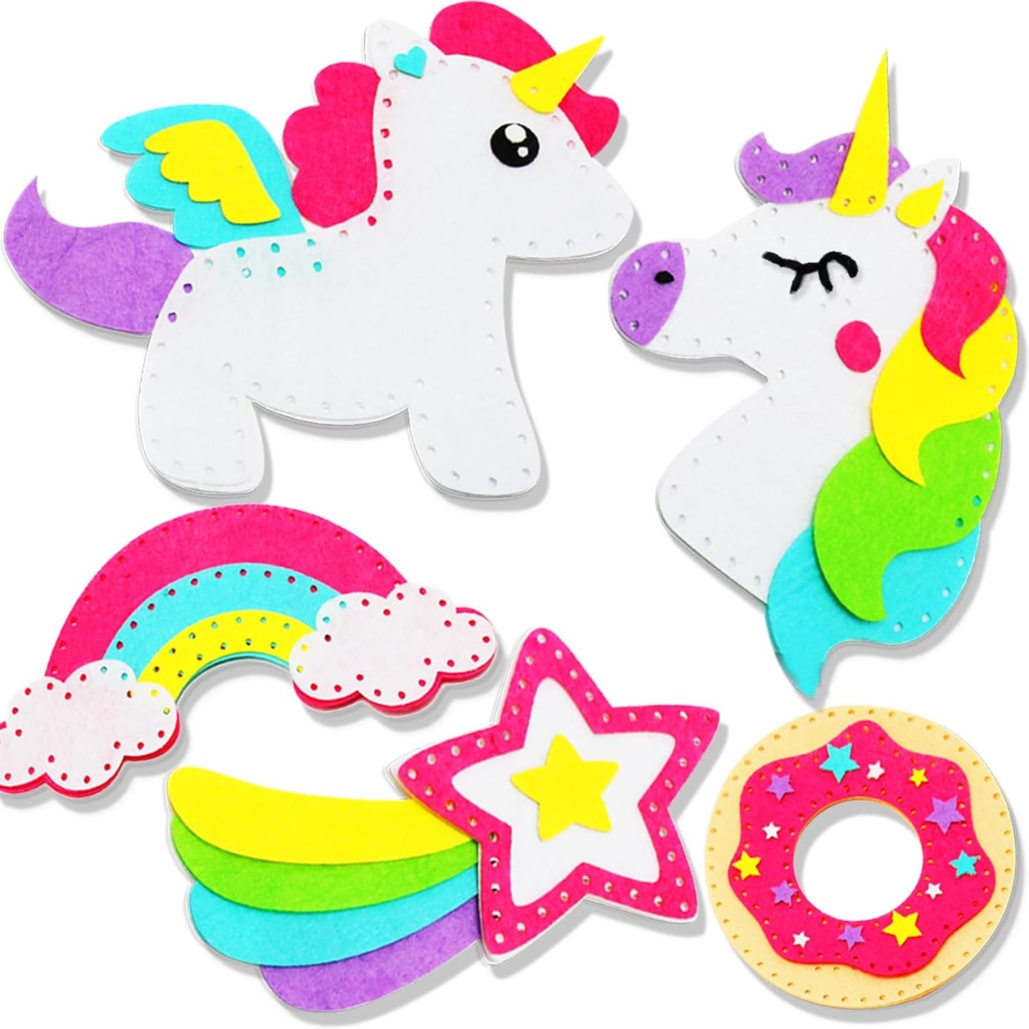 5 pcs DIY Sewing Fabrics Unicorn