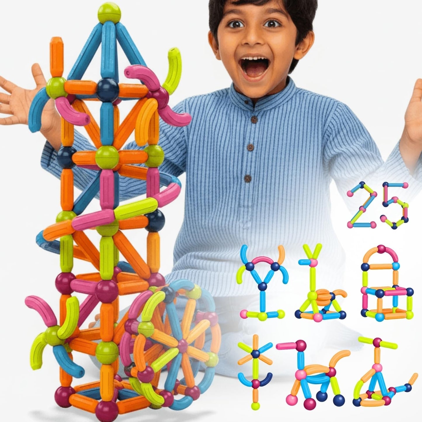 Magnetic Sticks & Balls Building Blocks Magnet Toy | 3D STEM Educational Construction Toy for Brain Development