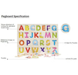 Wooden alphabet peg puzzle board