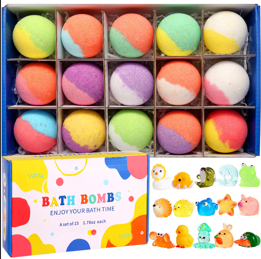 15 Pcs Bath Bombs for Kids