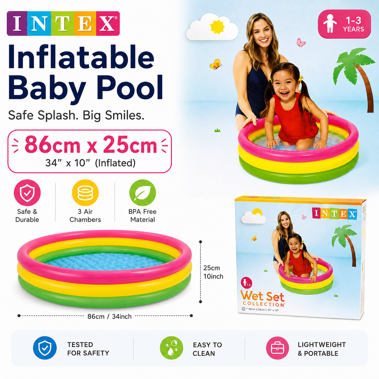 INTEX Inflatable Baby Pool – 86cm x 25cm (34