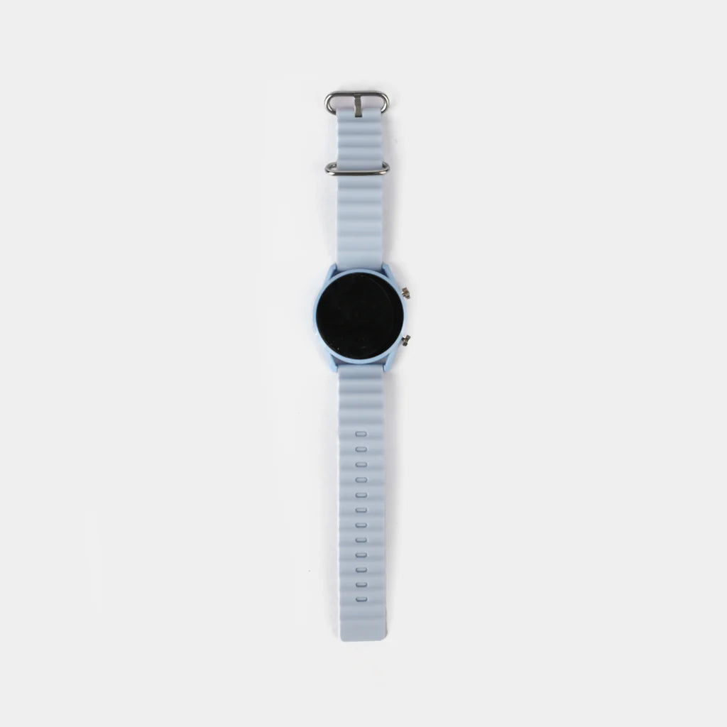 Sports Digital Wrist Watch For Kids Round Blue
