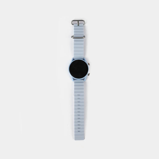 Sports Digital Wrist Watch For Kids Round Blue