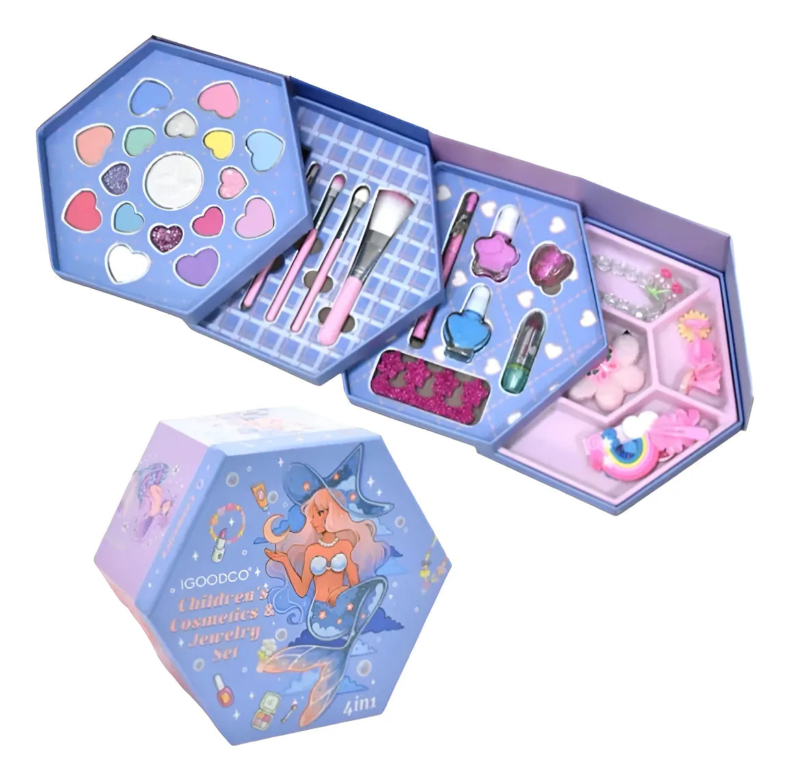 Marvellous Mermaid - 4 Layers of Kids Make Up and Jewelry Set