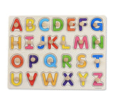 Wooden alphabet peg puzzle board