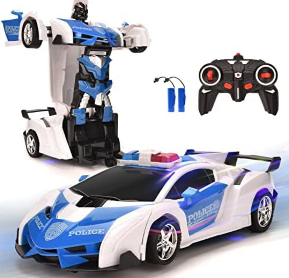 remote-controlled transforming police car toy