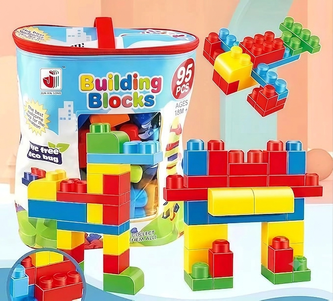 Multi Color Blocks Bricks & Wheels Construction Educational for Kids