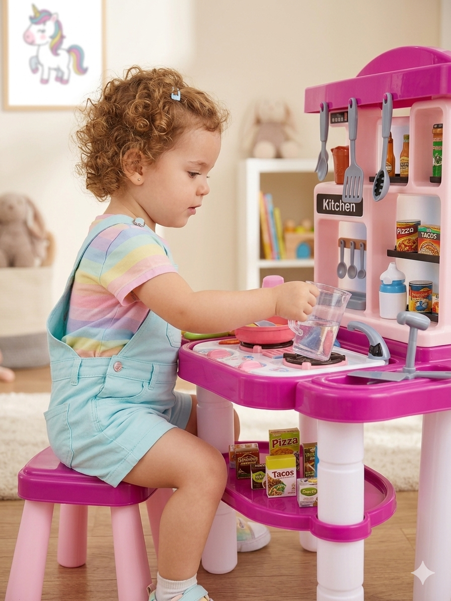 Unicorn Kitchen Set – 46 Pieces Kids Pretend Play Toy