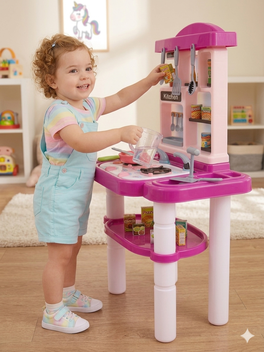 Unicorn Kitchen Set – 46 Pieces Kids Pretend Play Toy
