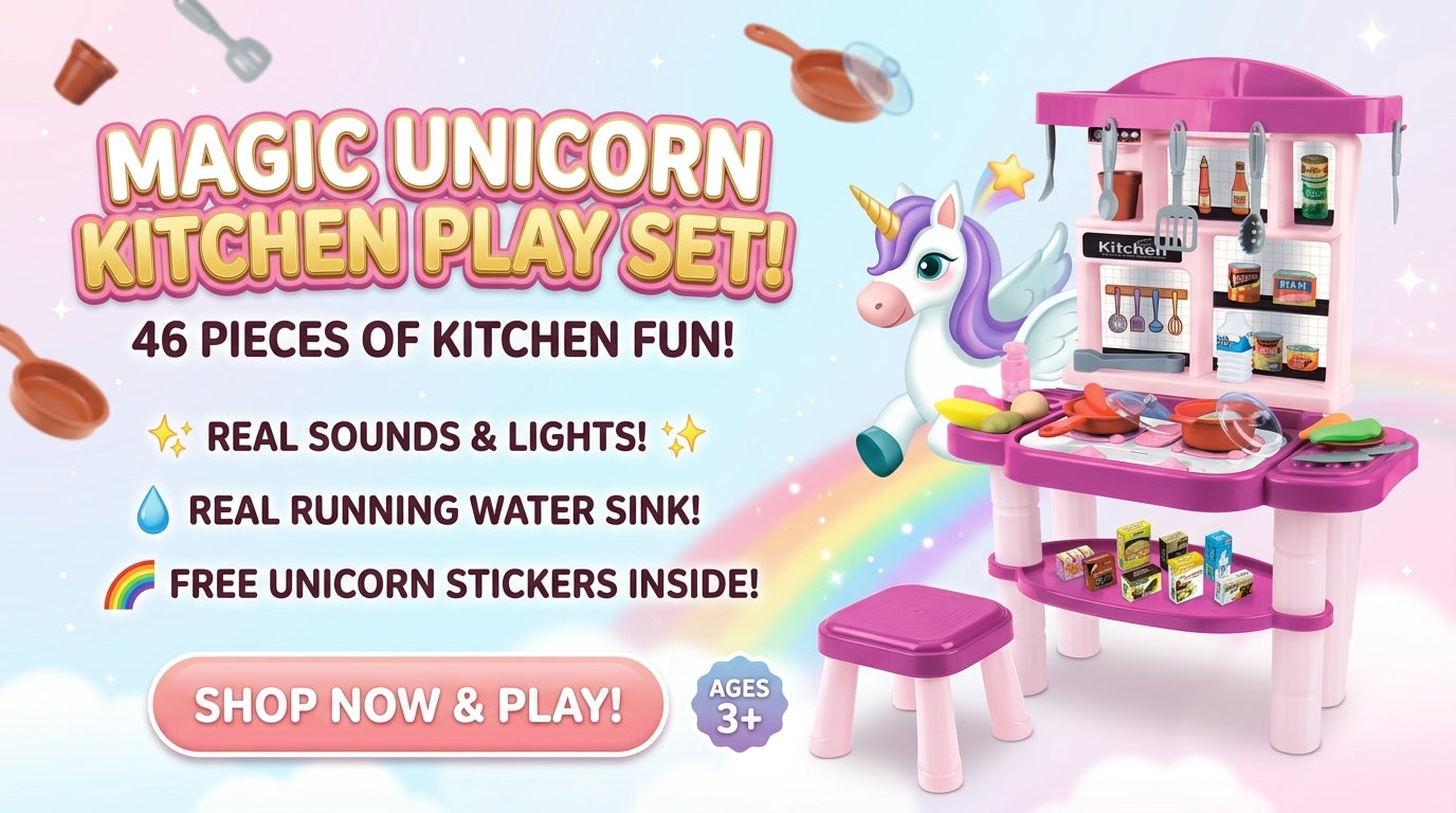 Unicorn Kitchen Set – 46 Pieces Kids Pretend Play Toy