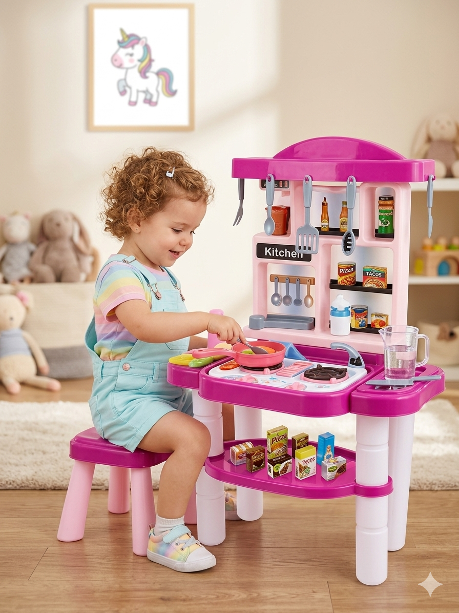 Unicorn Kitchen Set – 46 Pieces Kids Pretend Play Toy