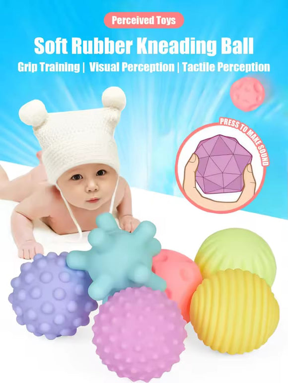 Sensory Soft Baby Balls Squeeze Ball Chu Chu Bath Toy With Box – 6 Pieces