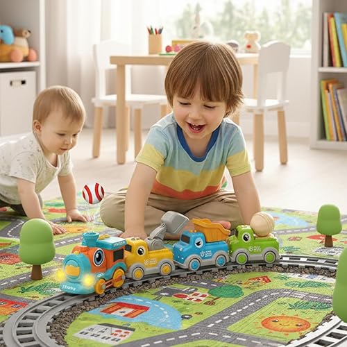 Electric train set, floating train toy with music, lights and tracks,