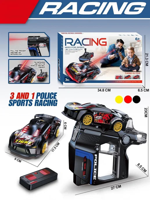 🏎️ 3-in-1 Police Sports Racing Car With Gun