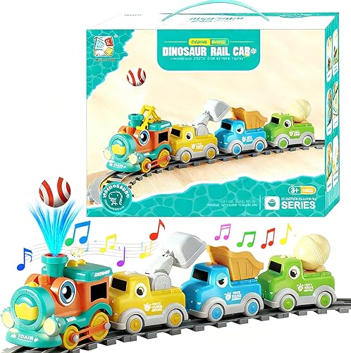 Electric train set, floating train toy with music, lights and tracks,