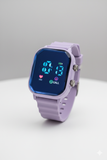 Sports Digital Wrist Watch For Kids Square Purple