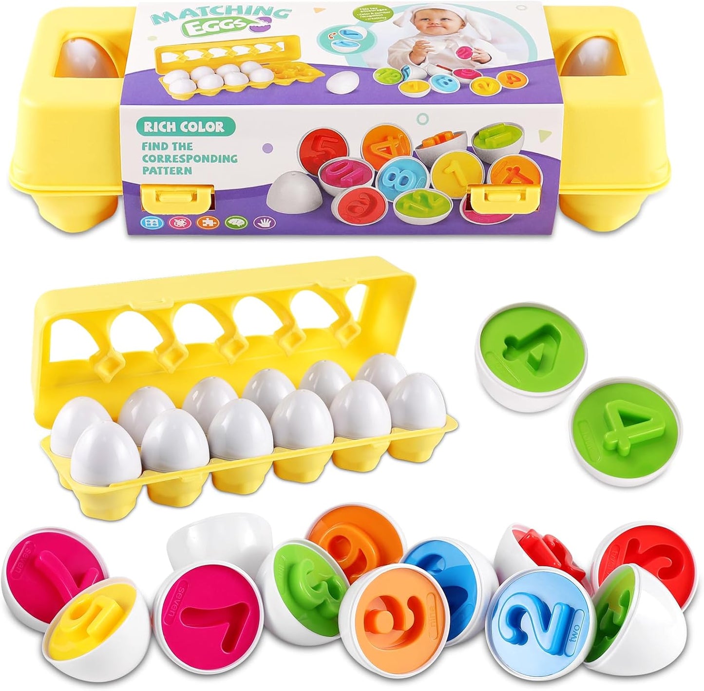 Matching Eggs – Cognitive Shape & Color Pairing Toy