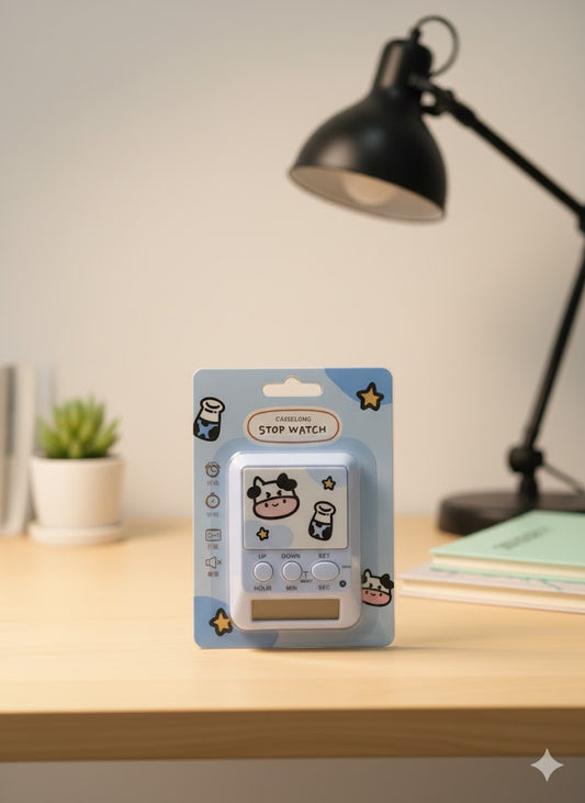 KIDS Table Clock with Alarm BLue cow