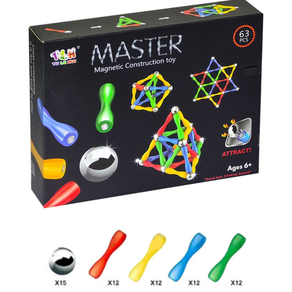 Master Magnetic Construction Toy 124 Pcs