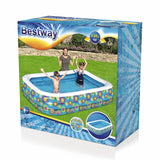 54121 Bestway 305x183x56cm Play Pool For Kids Rectangular 3-Ring Inflatable Pool 1161 L Bath Pool 10'x72"x22"